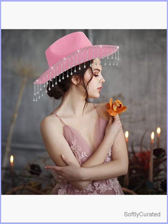 Bridal Cowgirl Hat Rhinestone Bachelorette Party Felt Western Accessory main image 5